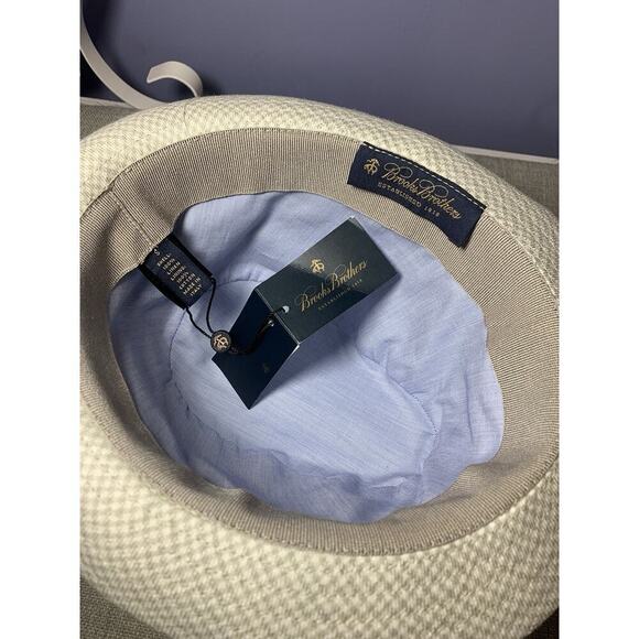 Boys Brooks Brothers Khaki Houndstooth Fedora Style Hat New With Tag Sm Italy - Picture 2 of 5